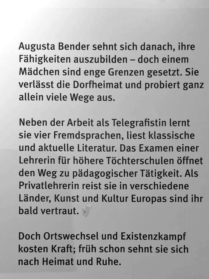 Aus dem Lebenslauf von Augusta Bender